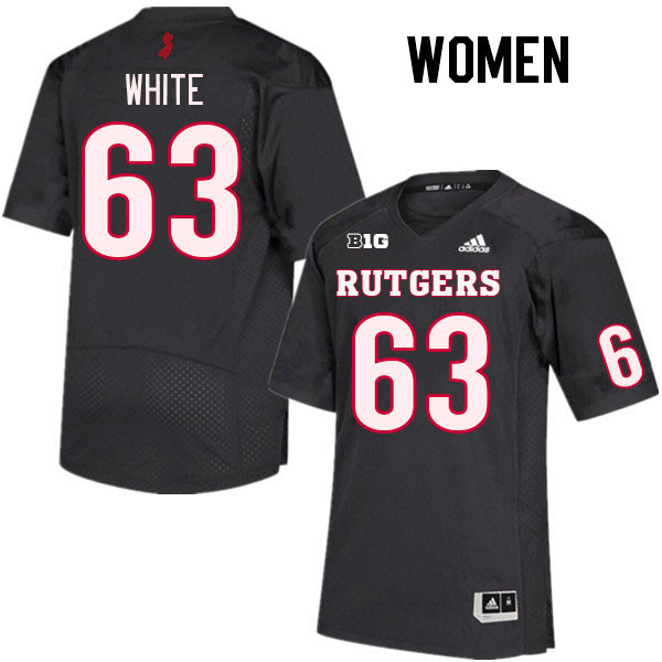 Women #63 Taj White Rutgers Scarlet Knights College Football Jerseys Stitched Sale-Black